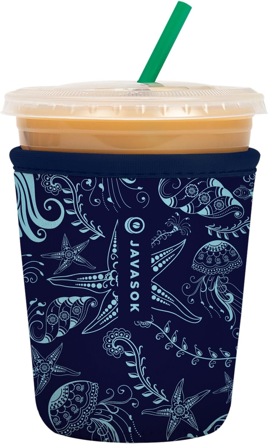 Sok It JavaSok Iced Coffee & Cold Soda Insulated Neoprene Cup Sleeve (Ocean Oasis, Small: 16-20oz)