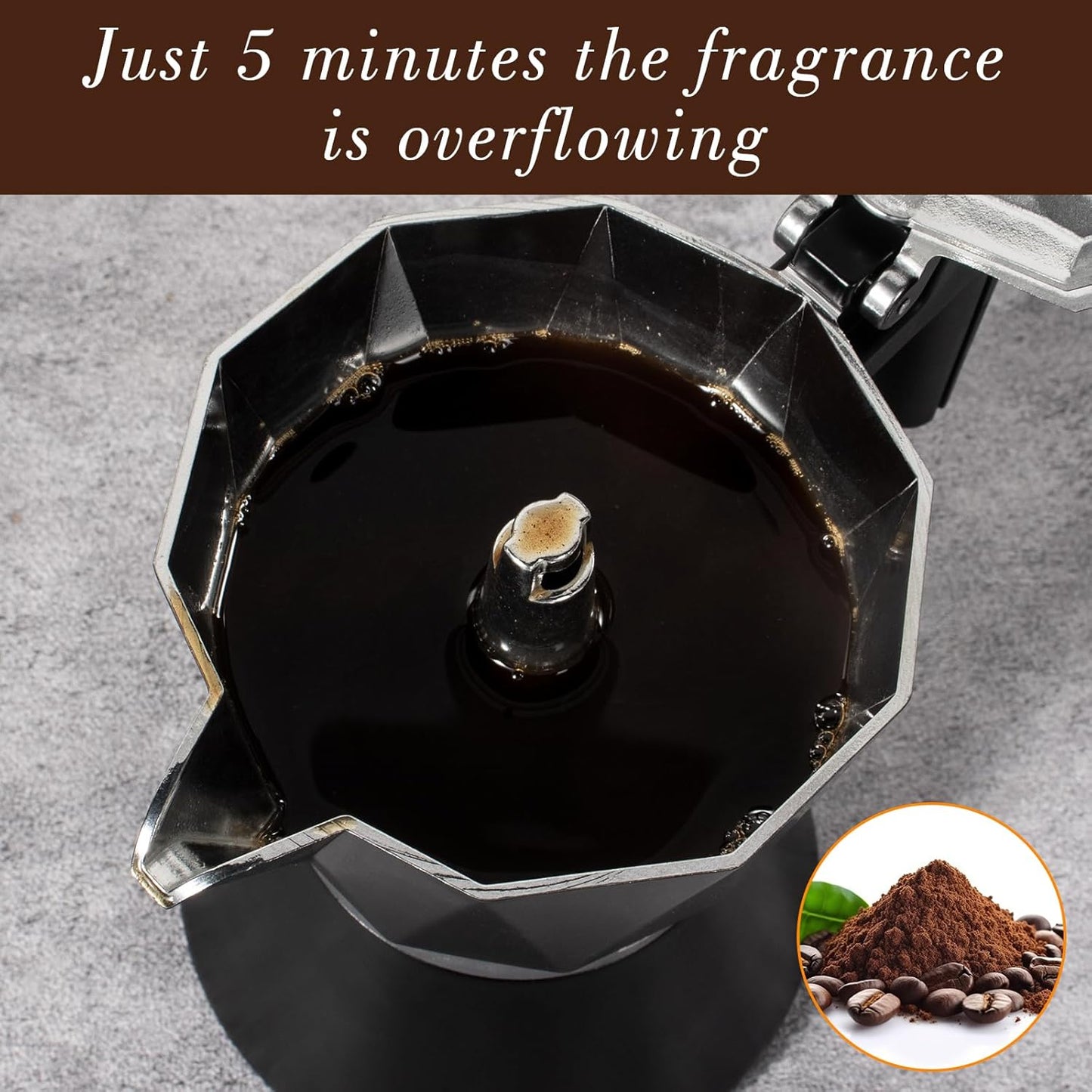 Moka Pot, 6-Cup Espresso Maker, 300ml Portable Stovetop Espresso Maker, Percolator Coffee Pot Compatible with Induction Cooktops, Suitable for Home and Camping (Black)