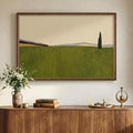 Vintage Framed Green Abstract Landscape Wall Art, Modern Sage Green Canvas by Cuspin