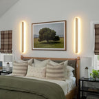Modern Plug in Long Wall Sconce, 31.4 inch Faux Wood Texture Finish LED Wall - Image 6