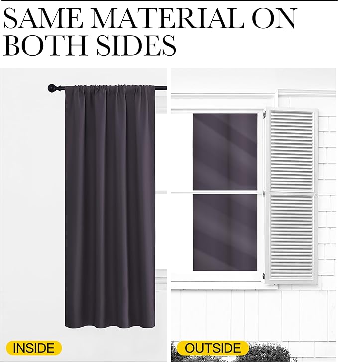 NICETOWN Blackout Curtains for Bedroom, 1 Pair, 70 by 63-inch, Window Treatment - Image 5