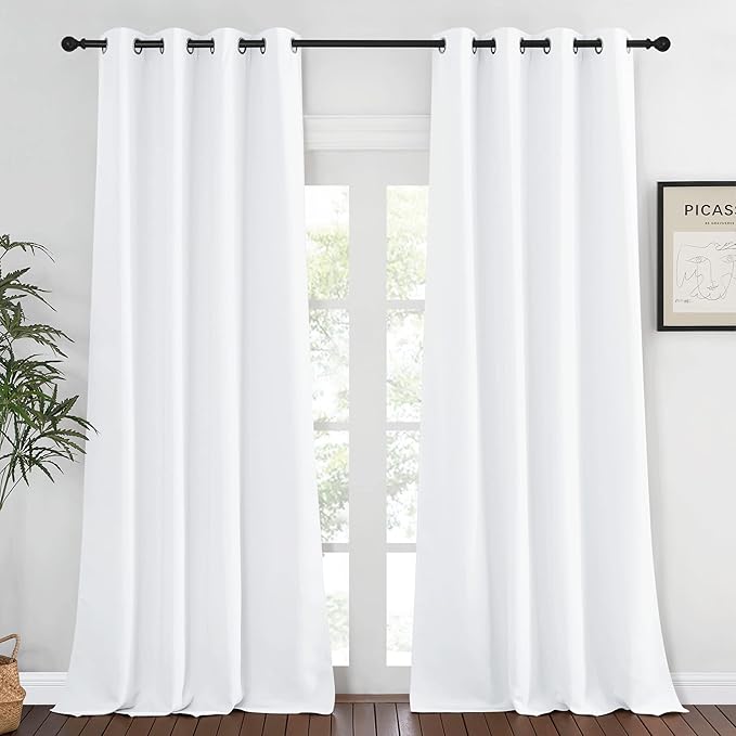 NICETOWN White Room Darkening Curtain 120 inches Long by NICETOWN