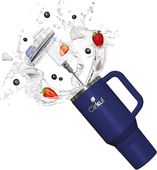 Cirkul 40oz. Midnight Blue Stainless Steel Tumbler with Handle, All-Day StrawSip™, Double-Wall Insulated