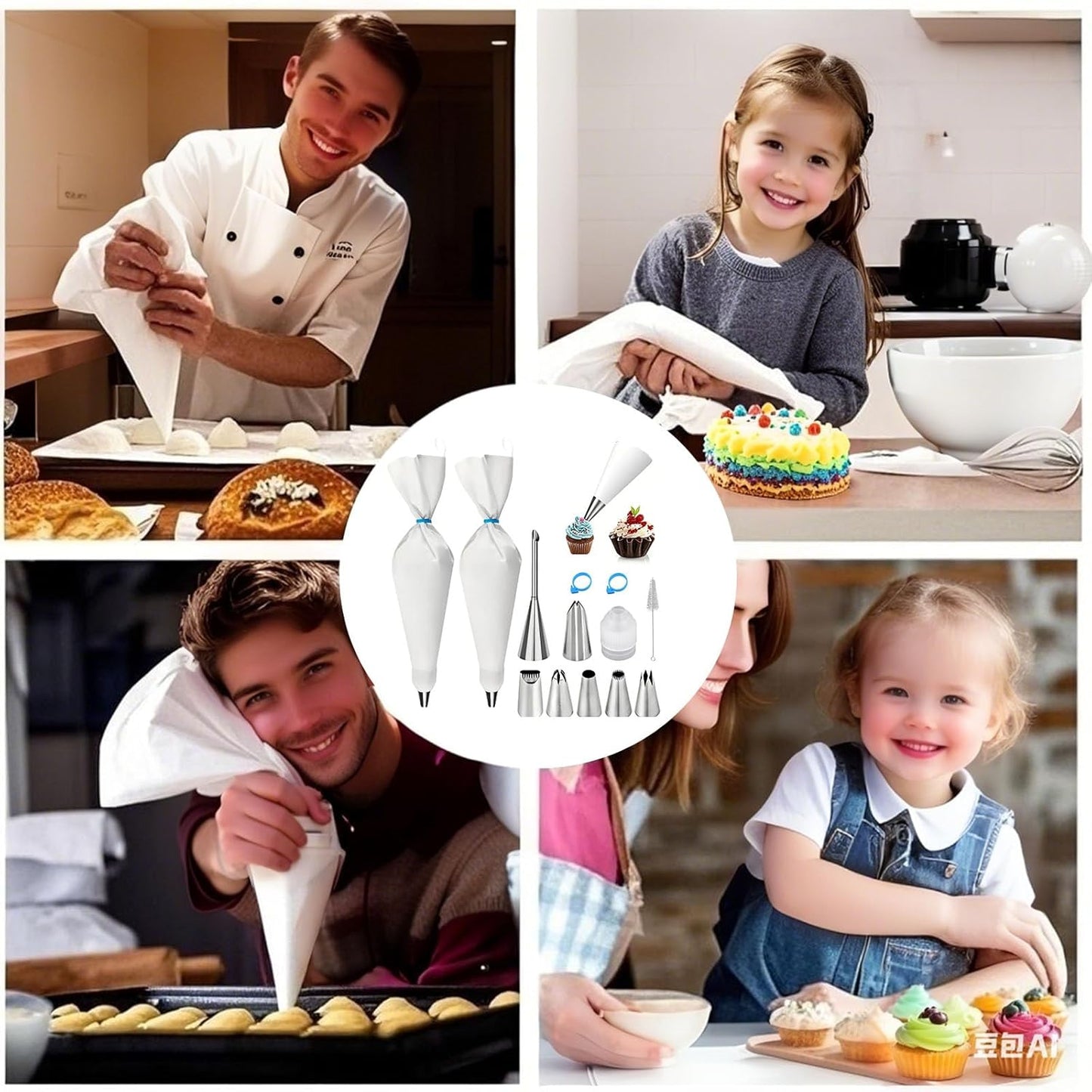 Reusable Piping Bags and Tips Set - 16inch Pastry Bags for Cake Decorating, Cupcakes, Cookies | Durable Cotton Exterior, Easy to Clean, Eco-Friendly Baking Kit for Home Bakers & Chefs