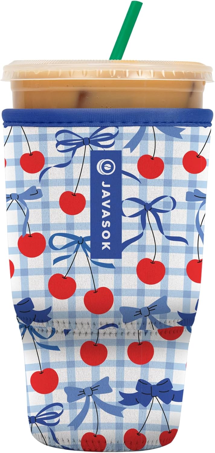 Sok It JavaSok Iced Coffee & Cold Soda Insulated Neoprene Cup Sleeve (Cherry Picked, Large: 30-32oz)