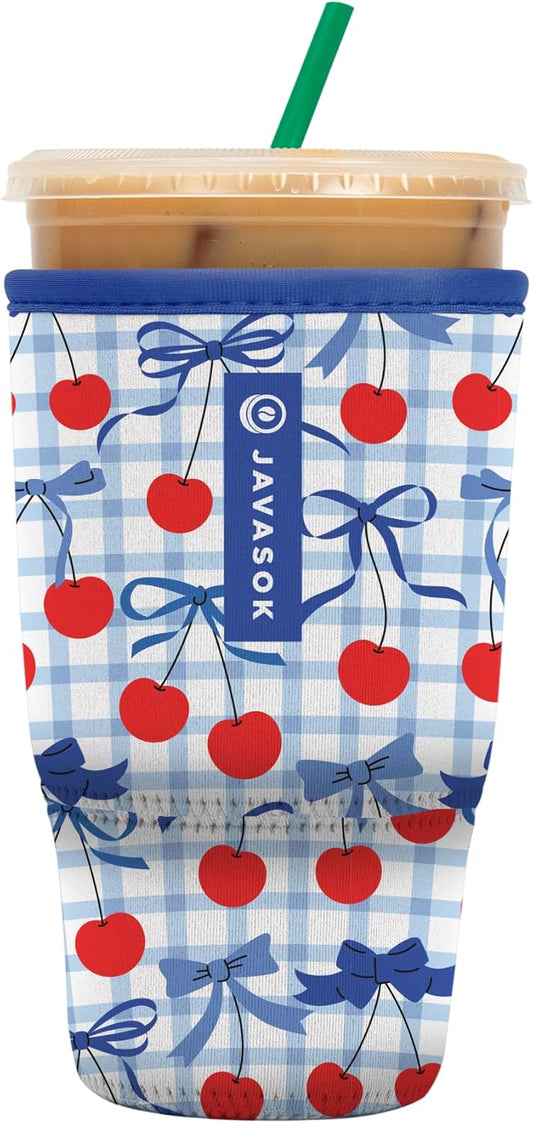 Sok It JavaSok Iced Coffee & Cold Soda Insulated Neoprene Cup Sleeve (Cherry Picked, Large: 30-32oz)