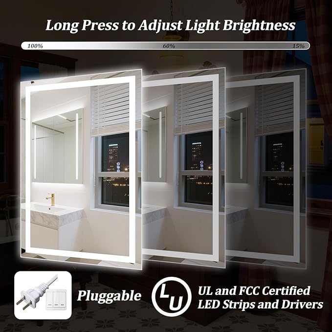 LED Bathroom Mirror with Lights, Backlit + Front Lit, 3 Color Modes, Memory - Image 5