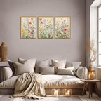 KISSFOX 3 Piece Watercolor Wildflower Botanical Framed Wall Art Colorful Floral - Image 2