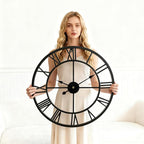 Vantic 24 Inch Large Wall Clock, Roman Numeral Metal Oversized Wall Clocks - Image 2