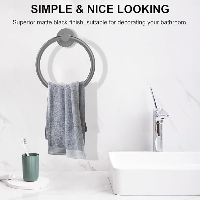 SetSail Towel Holder for Bathroom Wall Mounted Screw-in Towel Ring Stainless - Image 3