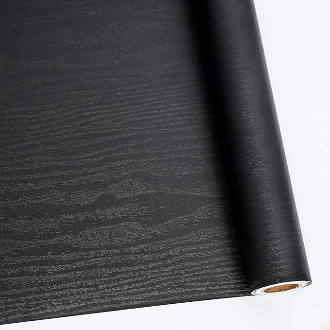Abyssaly Black Wood Peel and Stick Paper 11.78" X 394" Decorative Self-Adhesive by Abyssaly