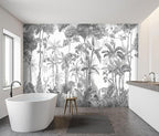 -Grey Jungle Botanical Animal Banana Leaf Fabric Wallpaper Living Room Tropical - Image 3