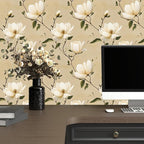 Floral Peel and Stick Wallpaper Vintage Khaki Contact Paper 17.5''x393'' Vinyl - Image 4