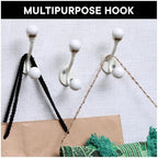 Indian Shelf 6 Pieces Double Prong White Decorative Coat Hooks Unique Coat Rack - Image 5