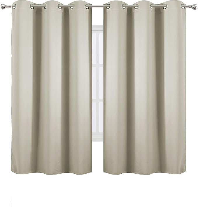 LEMOMO Light Beige Blackout Curtains 40 x 63 Inch Length/Set of 2 Curtain - Image 2