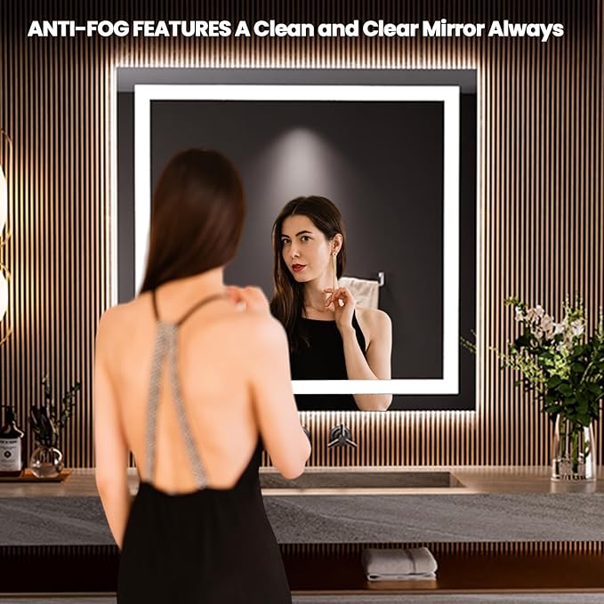 LOAAO 36"x34" LED Bathroom Mirror - Image 2