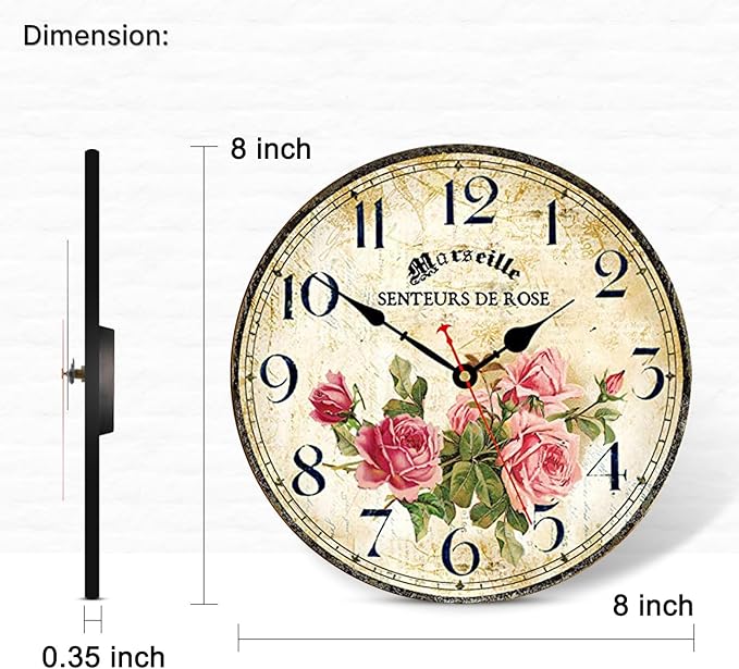 Vintage French Floral Wall Clock - Image 5