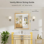 36x32 Inch Bathroom Mirror for Wall, Anti-Rust Oak Wood Grain Metal Framed - Image 2