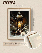 VIYYIEA Winter Framed Wall Art for Living Room, Oil Lamp Canvas Prints - Image 3