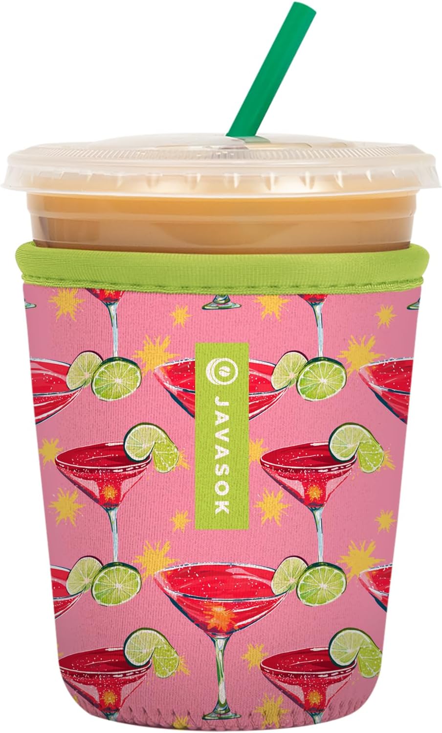 Sok It JavaSok Iced Coffee & Cold Soda Insulated Neoprene Cup Sleeve (Lime After Lime, Small: 16-20oz)