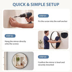 DUMOS 30-Inch Round Wall Mirror, Bathroom Wall Circle Mirror - Image 6