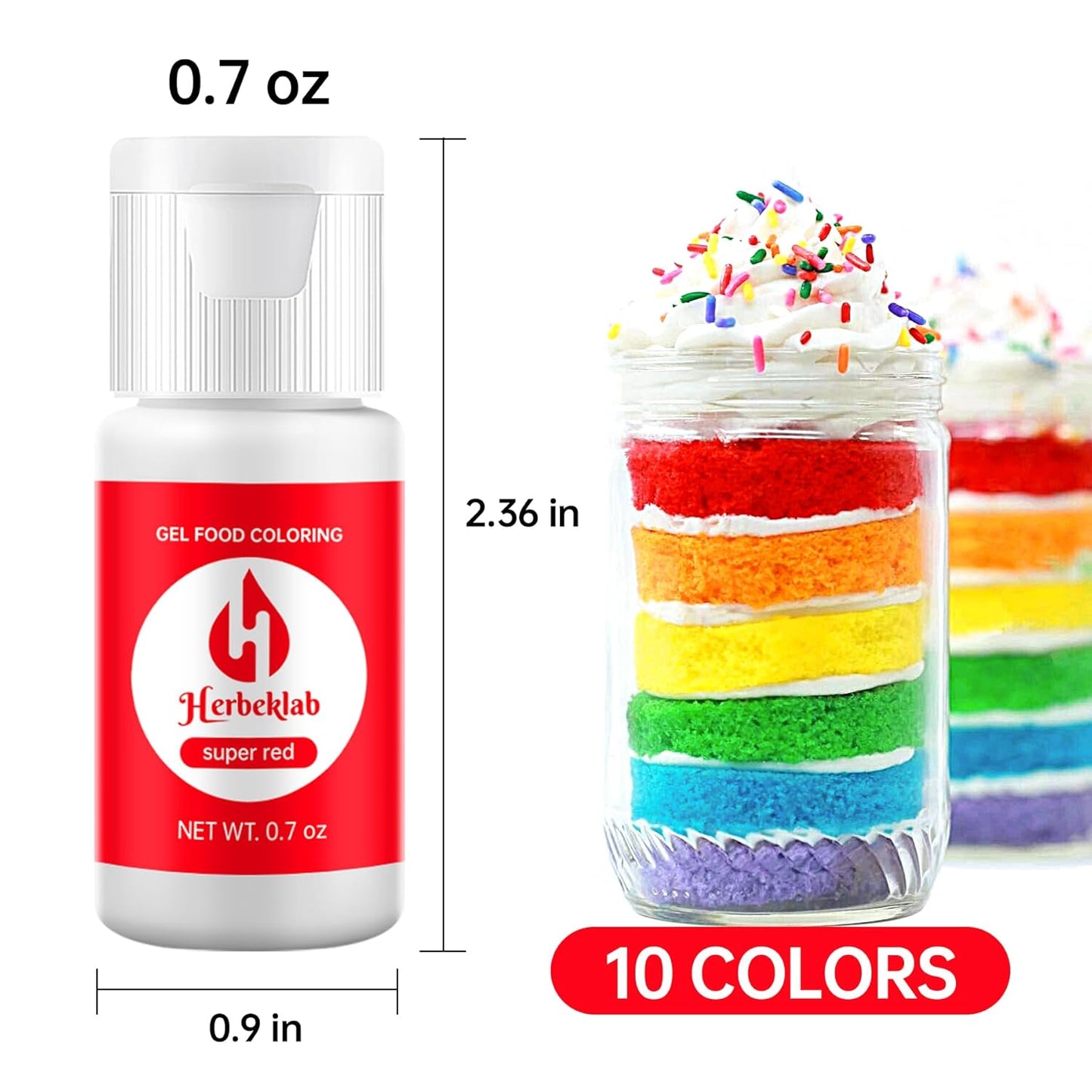 Gel Food Coloring - 10 Colors x 0.7 oz Concentrated Gel Based Food Dye Icing Colors Professional-Grade Neon Food Color for Baking Cake Decorating Cookies Fondant