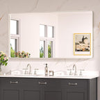 Keonjinn 55 x 30 Brushed Nickel Bathroom Vanity Mirror, Large Rounded Rectangle by Keonjinn