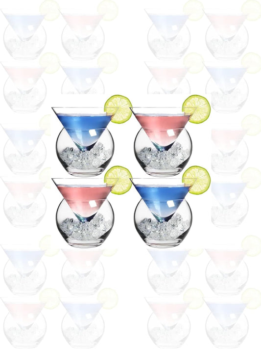 LEMONSODA Stemless Martini Glasses with Chiller - Set of 32 - Elegant Cocktail Glass Set- Martini Gift Set for Margarita, Espresso Martinis; Cosmopolitan, Manhattan Cocktails - Housewarming Gifts