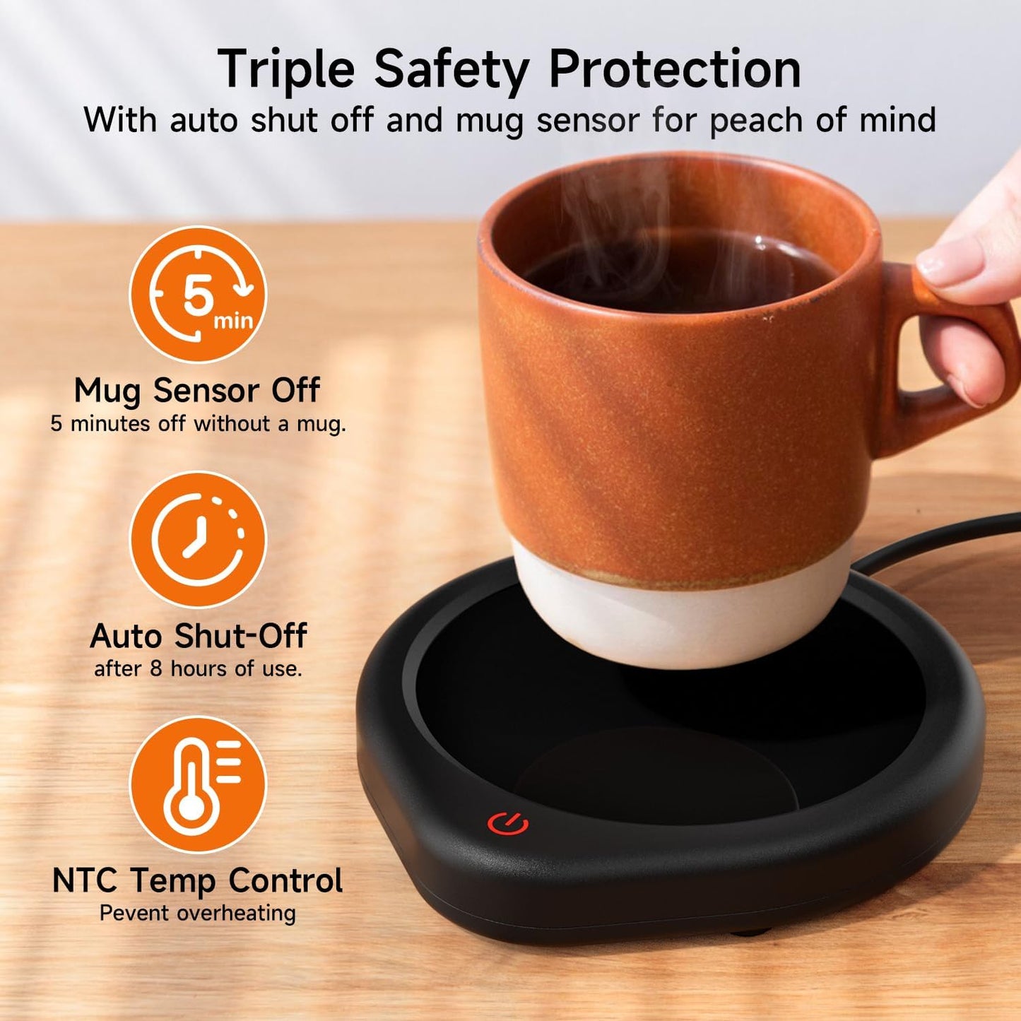 Coffee Mug Warmer, Cup Warmer for Desk with Auto Shut Off Smart Temperature Settings, Electric Beverage Tea Water Milk Heater for All Cups and Mugs, Heating Plate Candle Wax Warmer