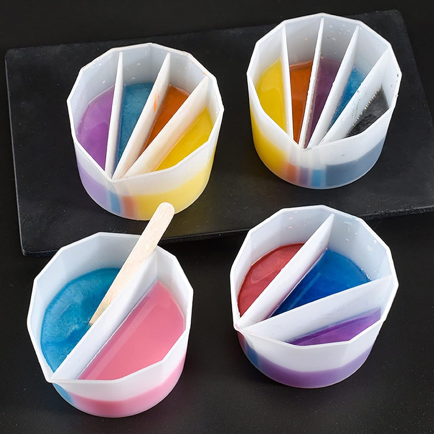 4 Pack Portion Cup Resin Color Mixing Silicone Split Cup for Casting Mold, Soap Making, Candle Making, Home Decor, and 3D Animal Molds