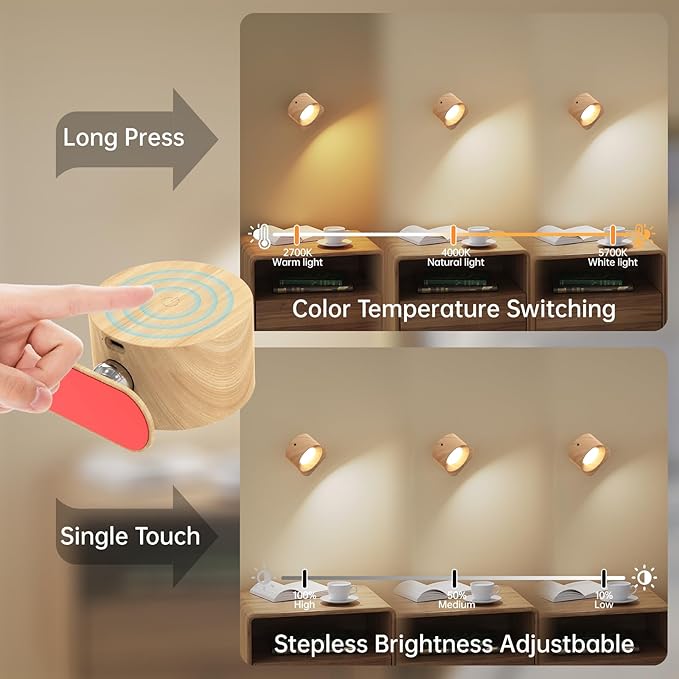 Koopala 3PACK Rechargeable LED Wall Sconce, Cordless Battery - Image 2
