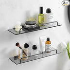 Voldra Glass Shelf for Bathroom, 2 Pack Adhesive Shower Shelves for Inside by VOLDRA