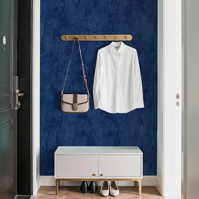 30" x 160" Large Self Adhesive Velvet Wallpaper Blue Flocking Liner Blue Felt - Image 3