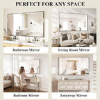 Koonmi Black Rectangle Wall Mirror, 24x32 Inch Bathroom Mirror, Aluminum Frame - Image 7
