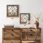 Set of 4 14 Inch Square Redbrown Window Pane Wall Mirrors, Shatterproof Rustic - Image 5