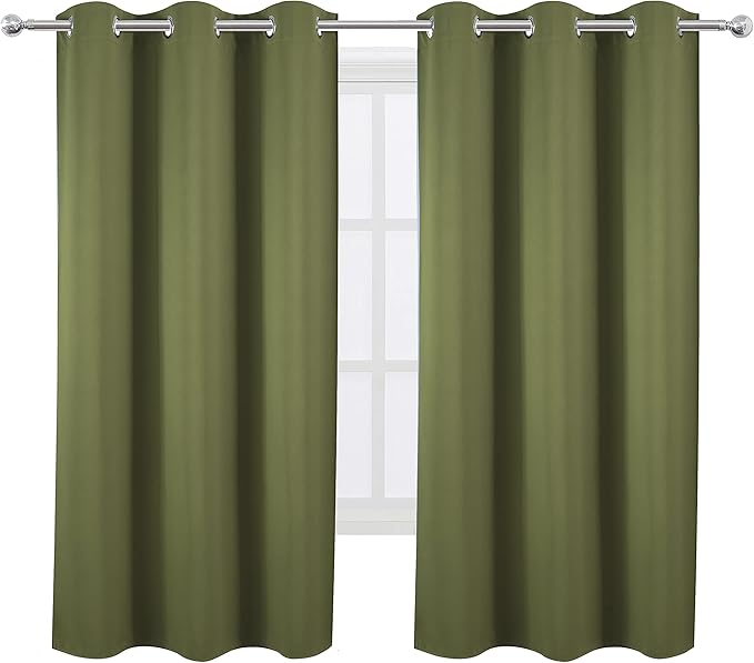 LEMOMO Olive Green Blackout Curtains 42 x 63 Inch Length/Set of 2 Curtain - Image 2