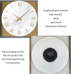 White Marble Large Clocks for Living Room Round Glass Wall Clock Battery - Image 7