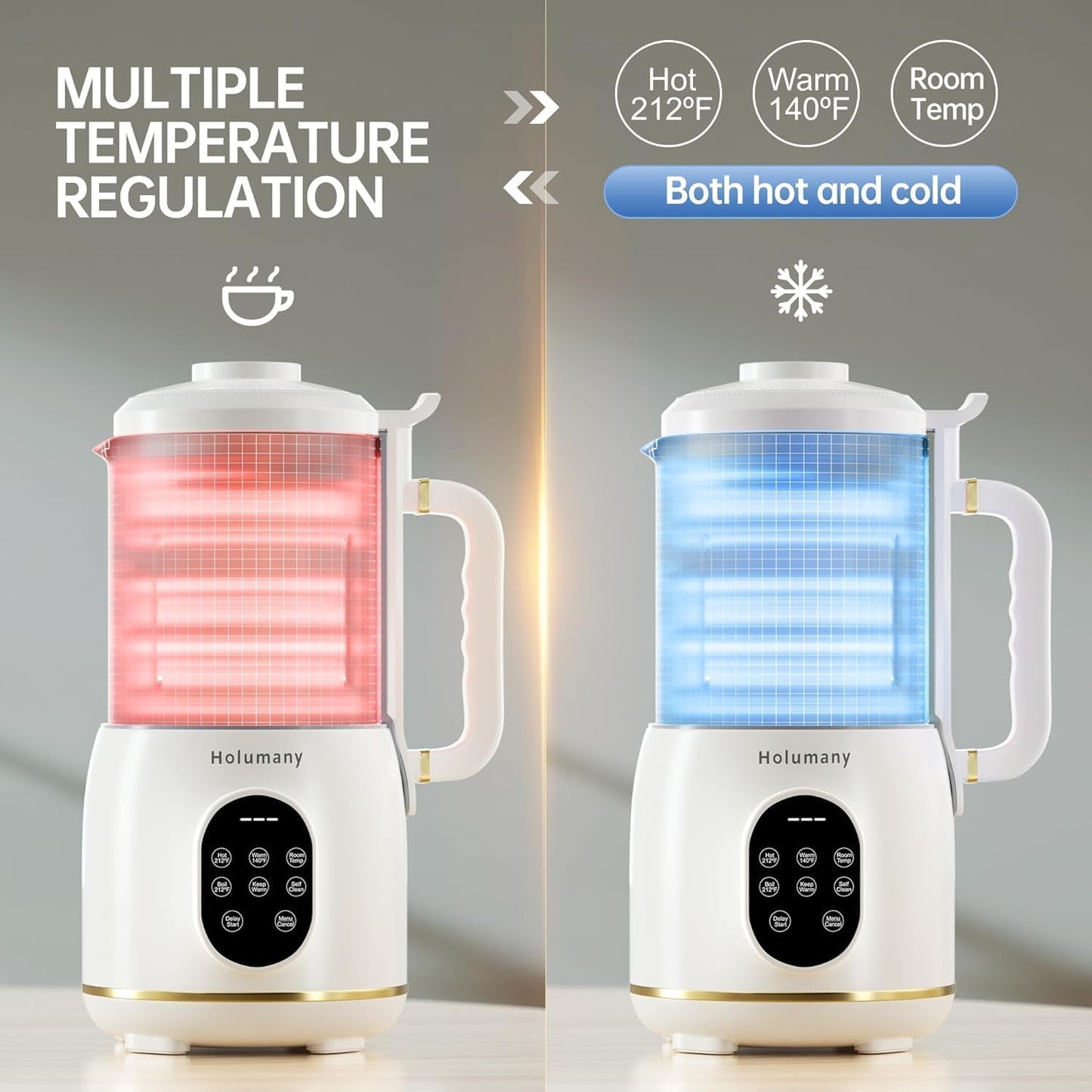 35oz Nut Milk Maker Machine - 8-in-1 Auto Programs for Almond, Oat, Soy Milk, with 18H Delay Start | 60s Self-Clean | Quiet Operation