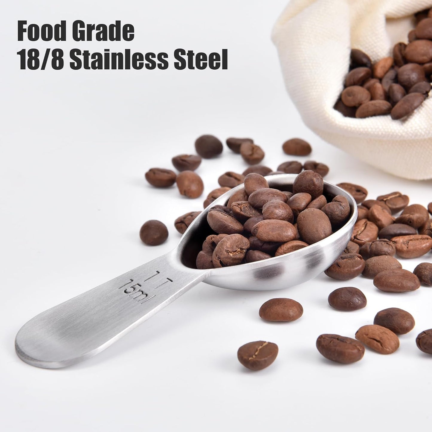 18/8 Stainless Steel Coffee Scoop, Doosu Heavy Duty Metal Tablespoon Measuring Spoon for Ground Coffee Tea Powder (1 tbsp/15 ml)