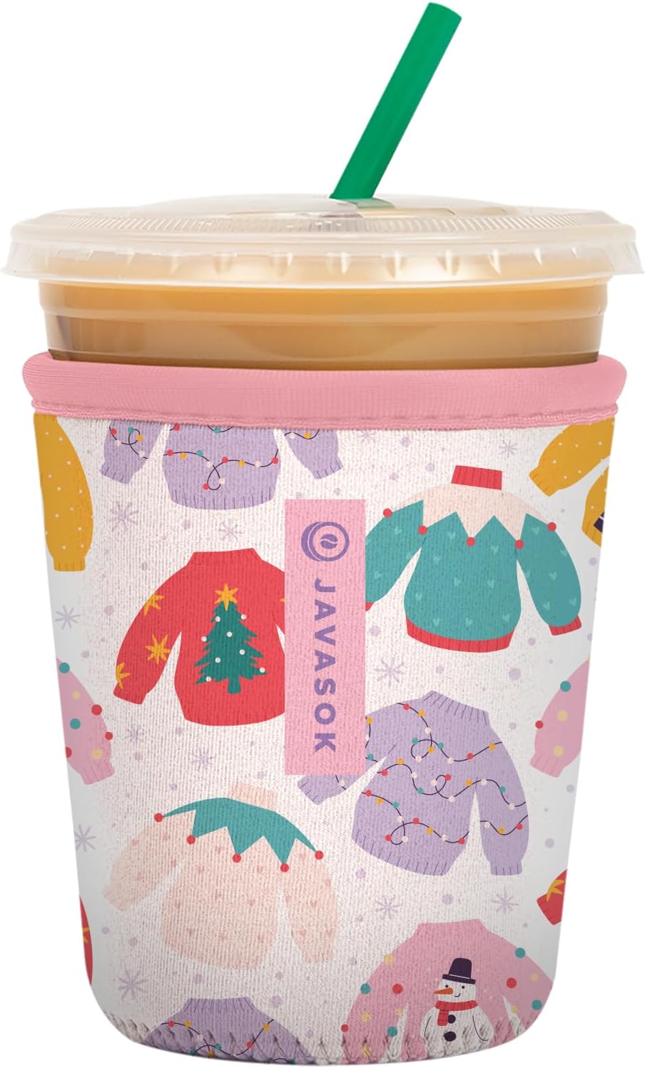 Sok It JavaSok Iced Coffee & Cold Soda Insulated Neoprene Cup Sleeve (Cozy Knits, Small: 16-20oz)