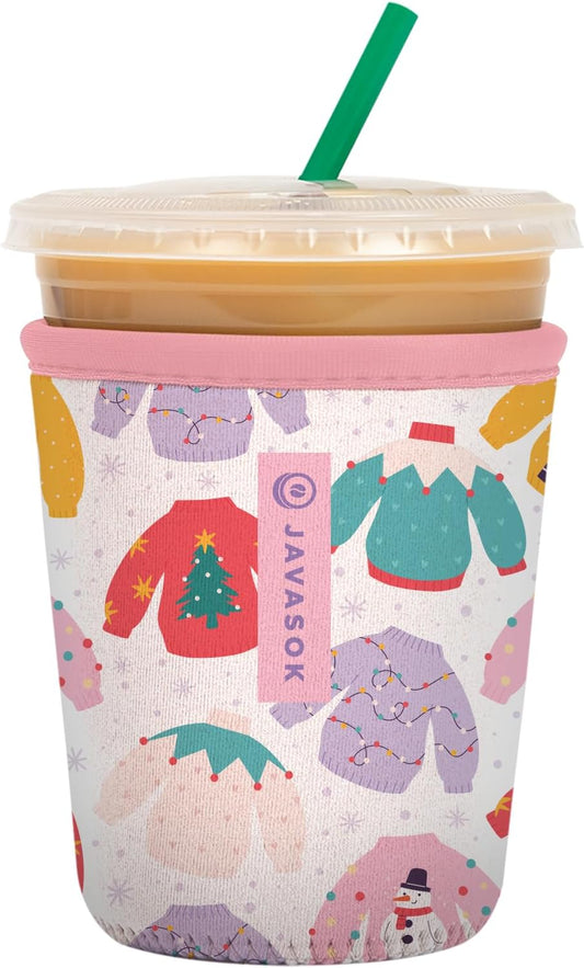 Sok It JavaSok Iced Coffee & Cold Soda Insulated Neoprene Cup Sleeve (Cozy Knits, Small: 16-20oz)