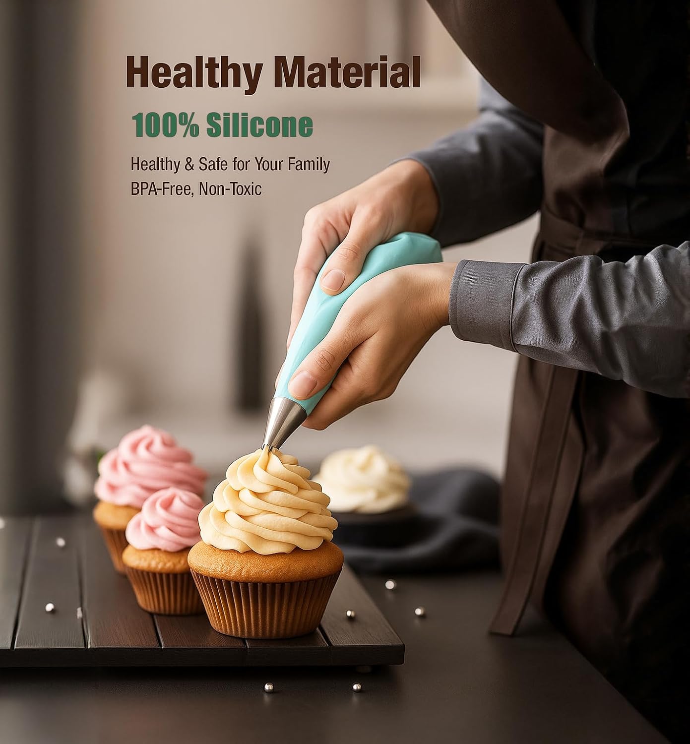 Piping Bags and Tips Set, Reusable Cake Decorating Supplies with 2 Reusable Bags, 12 Icing Tips, 2 Silicone Rings, 2 Couplers and 3 Scrapers, Cake Baking Tools for Cookie Icing Cupcakes