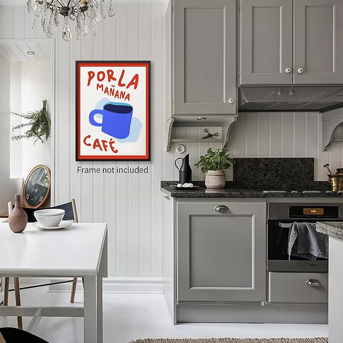 Kitchen Wall Art Por La Mañana Cafe Print Vintage Coffee Artwork Pictures - Image 4