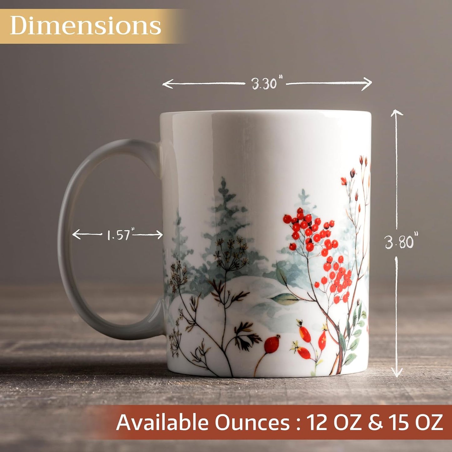 Maison d' Hermine Coffee Mug with Handles Fine Bone China Mugs Pack of One Tea Cups for Hot Beverages Cappuccino Latte Home Restaurant Office Perfect for Gift (Morzine - Chamonix, 15 Ounce)