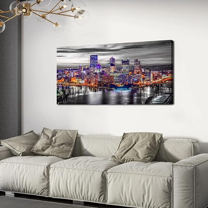 Large Pittsburgh Wall Art Black and White City Skyline Wall Decor - Image 7