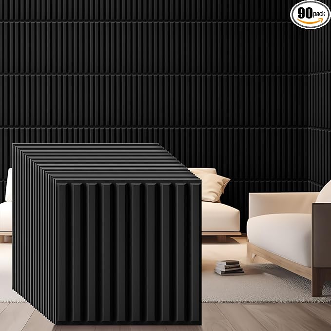 Nuanchu 90 Pcs 3D Slat Wall Panels, Paintable Waterproof Textured Tiles by Nuanchu