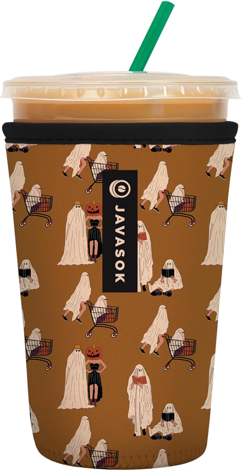 Sok It JavaSok Iced Coffee & Cold Soda Insulated Neoprene Cup Sleeve (Material Ghoul, Medium: 22-28oz)