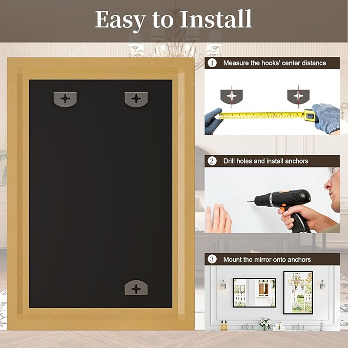 Syndra Black Wood Frame Bathroom Mirror, Waterproof Slim Deep Frame, - Image 9