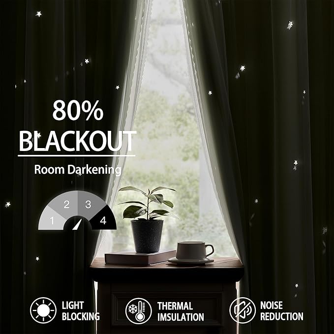XiDi Green Curtains for Bedroom, Girls Room Blackout Curtains, Kids Room - Image 7