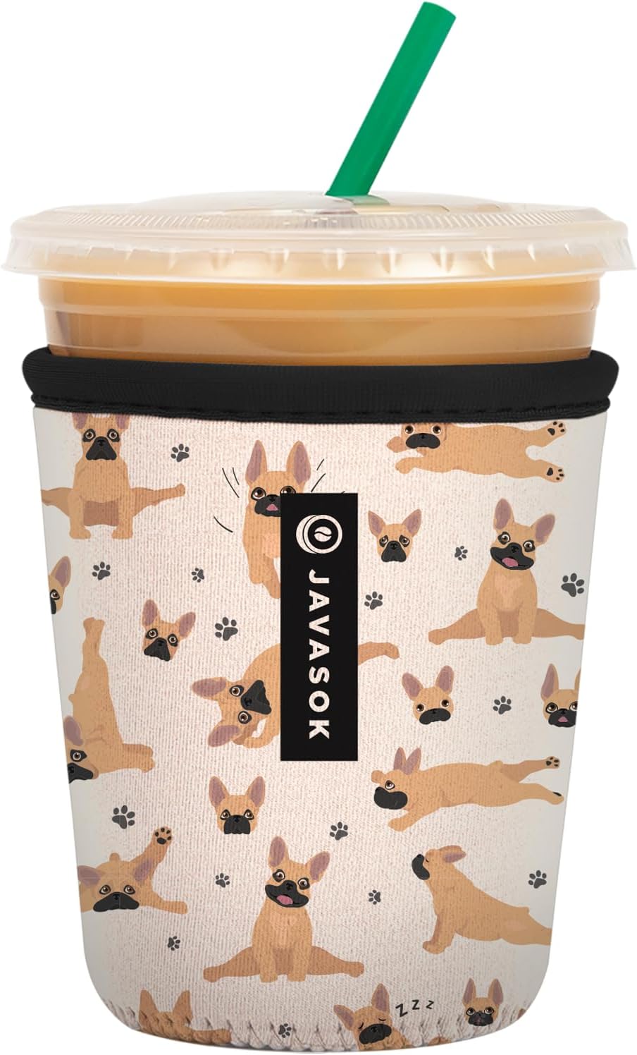 Sok It JavaSok Iced Coffee & Cold Soda Insulated Neoprene Cup Sleeve (Pardon My Frenchie, Small: 16-20oz)